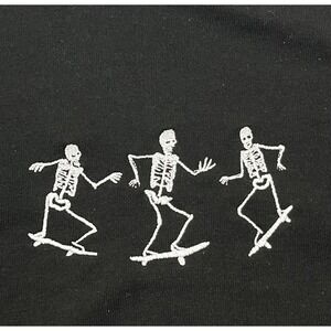 EUC Social Scene Mens S Black Skateboard Skeletons Embroidered Crew Sweatshirt